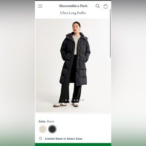 Abercrombie ultra puffer in long, XS PETITE.